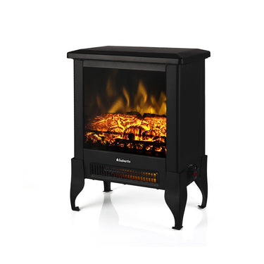 TURBRO Suburbs TS17 electric fireplace stove heater with realistic flame effect and black metal finish, designed for indoor heating.