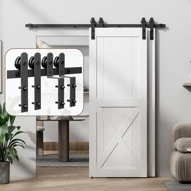 HAUSVITA bypass sliding barn door hardware kit with pulley system, designed for easy installation on barn doors, no door included