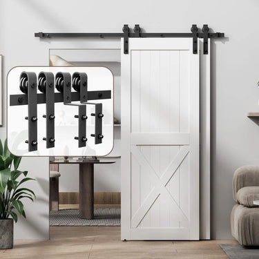 HAUSVITA bypass sliding barn door hardware kit with J pulley, designed for easy installation without a door included.