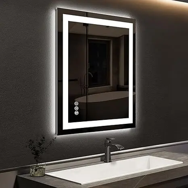 HAUSVITA compact edge glow LED bathroom mirror with built-in lighting, sleek design, and modern frameless style.