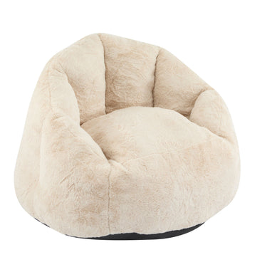 Beige HouseOfZazla Albi indoor cozy armchair-style bean bag chair with soft fabric and plush cushioning.