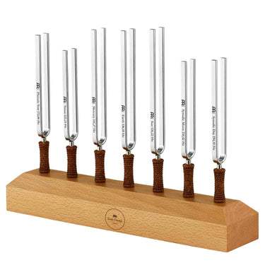Seven chakra healing tuning forks set by Sound Healing LAB, featuring standard tuning forks for energy healing and sound therapy.