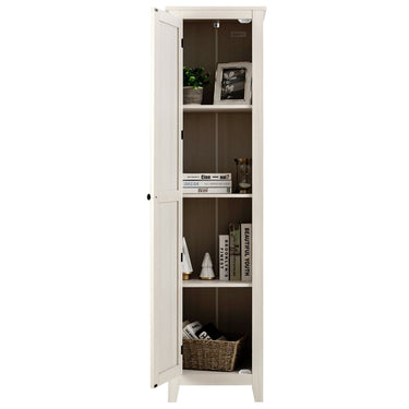 Linen Tower Bathroom Storage Cabinet Tall Slim Side Organizer with Shelf-White