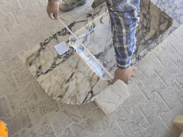 Calacatta Viola Marble Wall-mount Bathroom Vanity carved from Solid Block (W)20" (L)52" (H)6"