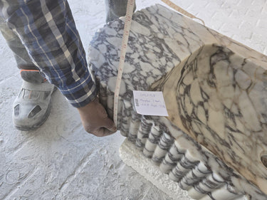 Calacatta Viola Marble Wall-mount Bathroom Vanity carved from Solid Block (W)20" (L)52" (H)6"