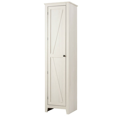 Linen Tower Bathroom Storage Cabinet Tall Slim Side Organizer with Shelf-White