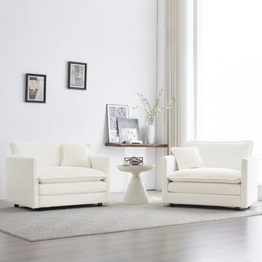 Set of two HouseOfZazla accent chairs with high-end chenille upholstery, featuring plush armrests and modern design.