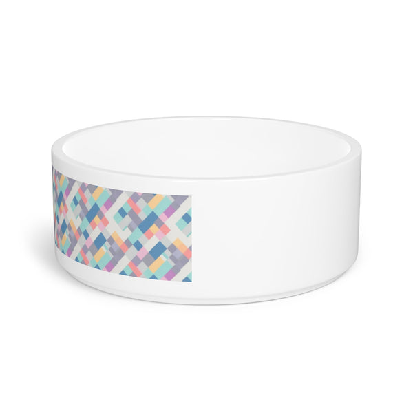 Pastel Pixel Weave in Diagonal Harmony - Pet Bowl