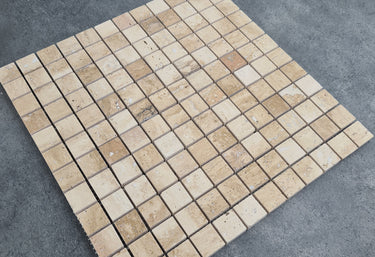 Patara 12" x 12" Polished Travertine Mesh-Mounted Mosaic Tile