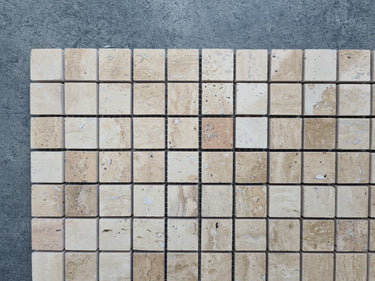 Patara 12" x 12" Polished Travertine Mesh-Mounted Mosaic Tile