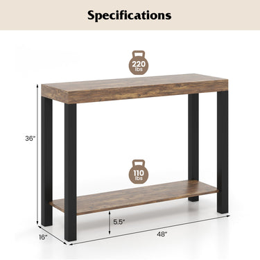2-Tier Home Bar Table with Open Shelves and Storage for Home Kitchen Living Room Pub-Rustic Brown