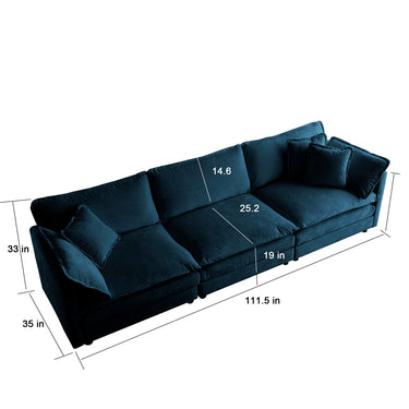 Blue chenille 2-piece upholstered sectional sofa set by HouseOfZazla, showcasing plush cushions and modern design.