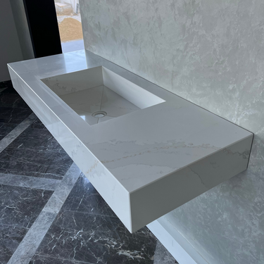 CUSTOM CALACATTA GOLD QUARTZ SINK (QU-041)