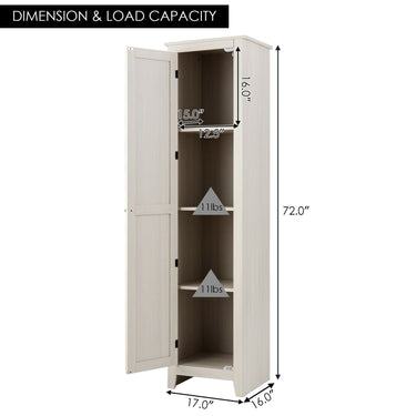Linen Tower Bathroom Storage Cabinet Tall Slim Side Organizer with Shelf-White
