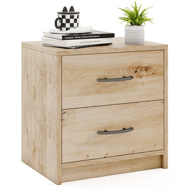 2 Drawer Nightstand with Storage for Living Room-Oak