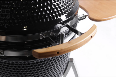 Patio Elegance KoKoMo 21-inch Kamado BBQ grill for outdoor grilling, featuring a round ceramic cooking chamber with a lid.