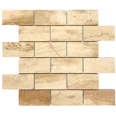 Patara 12" x 12" Polished Travertine Mesh-Mounted Mosaic Tile