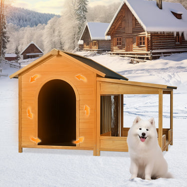 Large outdoor dog house with insulated liner and waterproof exterior, suitable for winter, by HouseOfZazla.