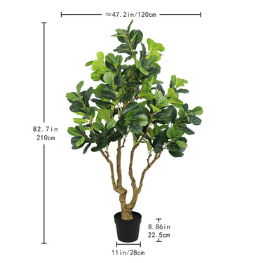 7FT tall artificial banyan tree silk plant from HouseOfZazla with lush green faux foliage and realistic tree trunk.