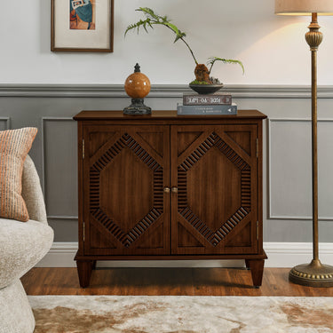 Retro wooden sideboard buffet cabinet with storage from HouseOfZazla, featuring a classic design and multiple storage compartments.