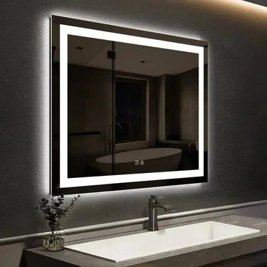Hausvita Compact Center Glow LED Bathroom Mirror, 36x28 inches, with built-in LED lighting and modern design for bathroom decor.