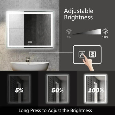 HAUSVITA Compact Center Glow LED bathroom mirror, 36x28 inches, with illuminated edges and sleek modern design.