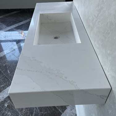 CUSTOM CALACATTA GOLD QUARTZ SINK (QU-041)