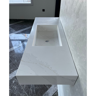 CUSTOM CALACATTA GOLD QUARTZ SINK (QU-041)