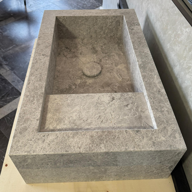 Custom Marble Sink, Handmade Custom Tundra Grey Marble Sink, Marble Vanity Top Sink, Sink For Bathroom, Marble Vessel Sink,Marble Countertop (NS-066)