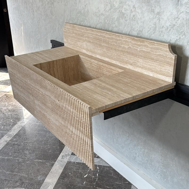 Marble Sink, Custom Travertine Sink, Handmade Beige Travertine Sink, Vein Cut Marble Vanity Top Sink, Marble Bathroom Sink, Vessel Sink (TR-124)