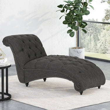 HouseOfZazla chaise lounge with button tufted diamond stitch, featuring a sleek, modern design and plush upholstery.