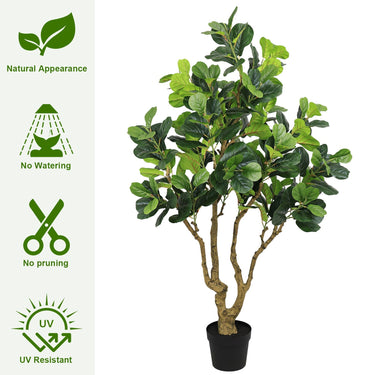 7FT tall artificial Banyan tree silk plant by HouseOfZazla with lush green faux foliage and realistic trunk for indoor decor.