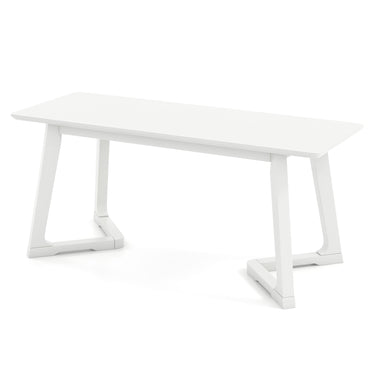 42 Inch Modern Entryway Bench Long Dining Bench with Rubber Wood Legs-White