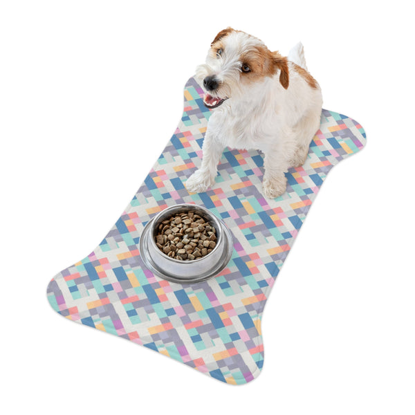 Pastel Pixel Weave in Diagonal Harmony - Pet Feeding Mat Pet Ze