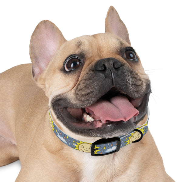 Smiling Suns in a Rainy Sky Pattern - Pet Collar Pet Zen
