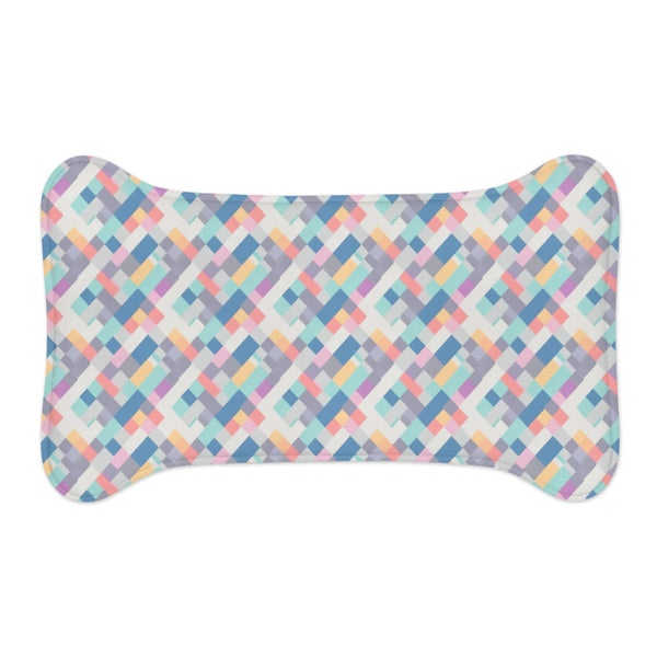Pastel Pixel Weave in Diagonal Harmony - Pet Feeding Mat Pet Ze