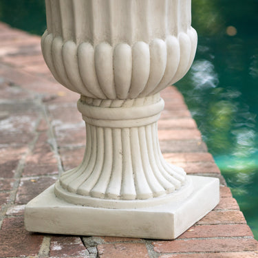 Classic 26.5-inch antique white Italian urn planter by HouseOfZazla, featuring detailed decorative design and sturdy construction.