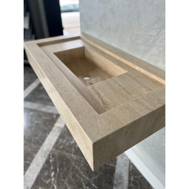 HANDCRAFTED CUSTOM TRAVERTINE SINK (TR-072)