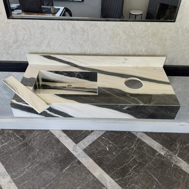 Custom Made Panda White Bathroom Sink, Kitchen Sink, Marble Look Porcelain Sink, High Enginereed Porcelain Design, Custom Handmade Sink (ES-057)