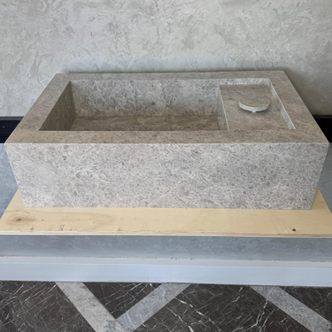 Custom Marble Sink, Handmade Custom Tundra Grey Marble Sink, Marble Vanity Top Sink, Sink For Bathroom, Marble Vessel Sink,Marble Countertop (NS-066)