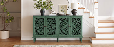 Antique 60-foot buffet cabinet with floral carvings, crafted by HouseOfZazla, featuring ornate woodwork and classic sideboard design
