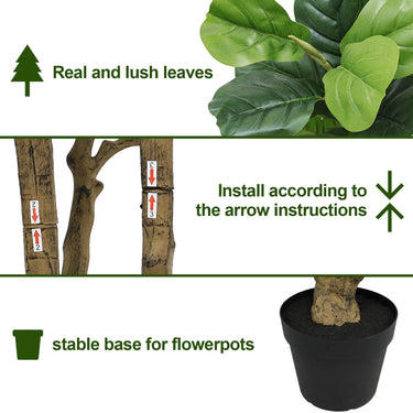 7FT tall artificial Banyan tree silk plant by HouseOfZazla with lush green faux foliage, ideal for large decorative indoor or outdoor spaces.