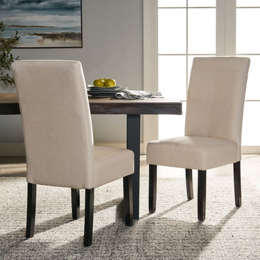 Contemporary Pertica Dining Chair by HouseOfZazla with natural wood frame and fabric seat, side chair design.
