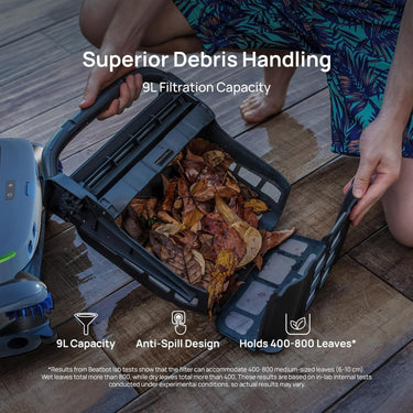 Beatbot AquaSense 2 robotic pool cleaner and iSkim Ultra robotic pool skimmer in action, perfect for clean, clear swimming pools.