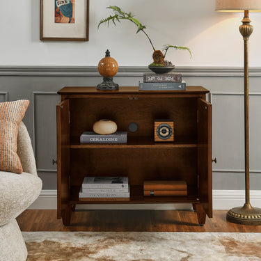 Retro wooden sideboard buffet cabinet with storage, 33.6 feet long, from HouseOfZazla, showcasing traditional design and ample storage space.
