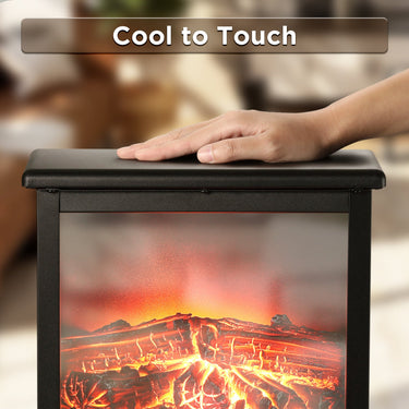TURBRO Suburbs TS17Q electric fireplace stove heater with realistic flame effect and black metal finish.