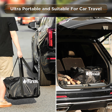 TURBRO Pluto R19-PG smokeless outdoor fire pit in painted black, showing a round fire bowl with metal legs and a mesh lid.