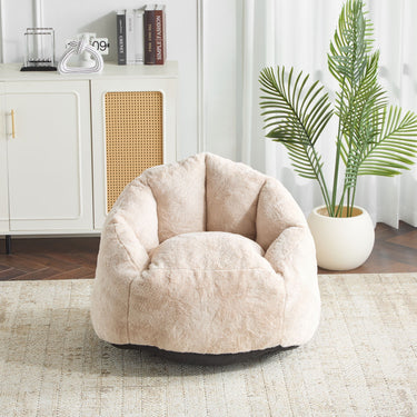 Beige Albi indoor cozy armchair bean bag from HouseOfZazla, soft fabric with plush, rounded armchair design for relaxed seating.