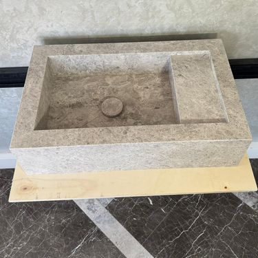 Custom Marble Sink, Handmade Custom Tundra Grey Marble Sink, Marble Vanity Top Sink, Sink For Bathroom, Marble Vessel Sink,Marble Countertop (NS-066)