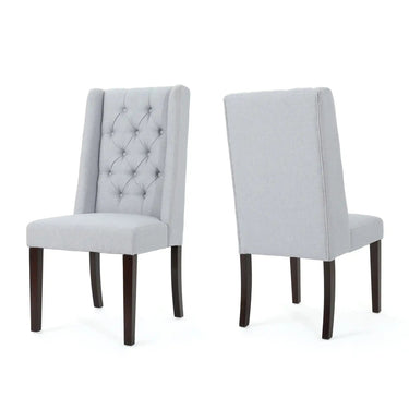 HouseOfZazla tufted dining chair with high back, elegant design, upholstered in plush fabric, ideal for sophisticated dining rooms.
